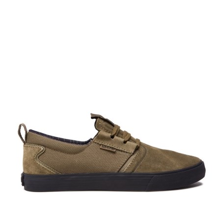 Supra Flow Mens Low Tops Shoes Olive UK 64NQO